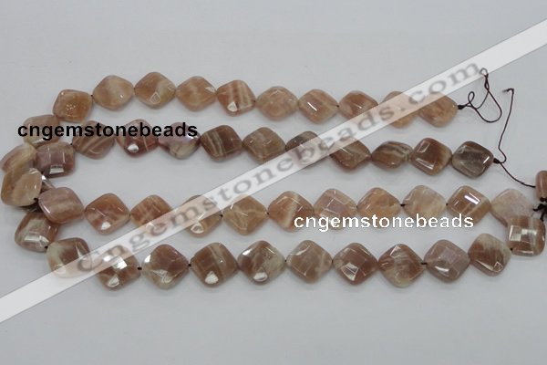 CMS106 15.5 inches 14*14mm faceted diamond moonstone gemstone beads