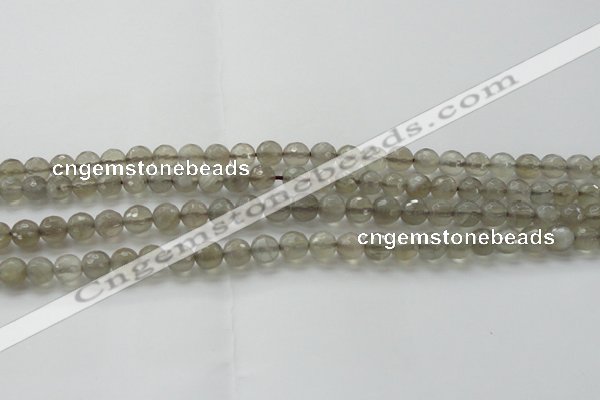 CMS1060 15.5 inches 6mm faceted round grey moonstone beads wholesale