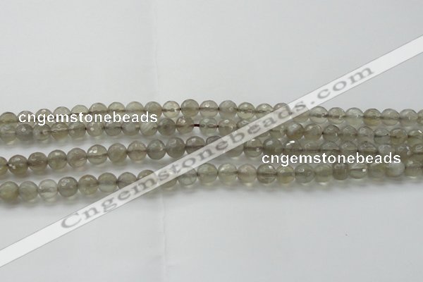 CMS1061 15.5 inches 8mm faceted round grey moonstone beads wholesale