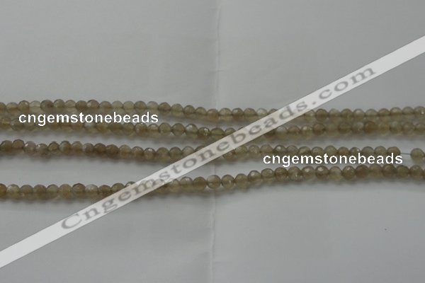 CMS1066 15.5 inches 4mm faceted round grey moonstone beads wholesale