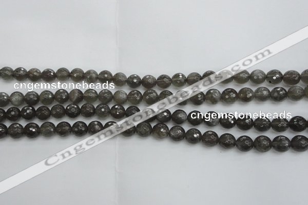 CMS1075 15.5 inches 6mm faceted round grey moonstone beads wholesale