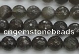 CMS1076 15.5 inches 8mm faceted round grey moonstone beads wholesale