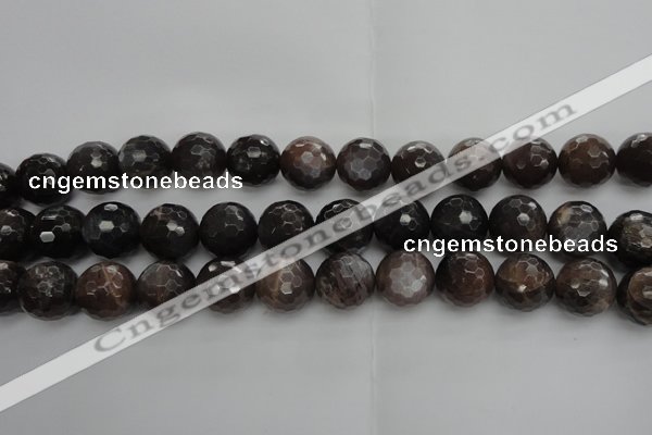 CMS1078 15.5 inches 12mm faceted round grey moonstone beads wholesale