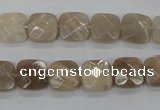 CMS108 15.5 inches 10*10mm faceted square moonstone gemstone beads