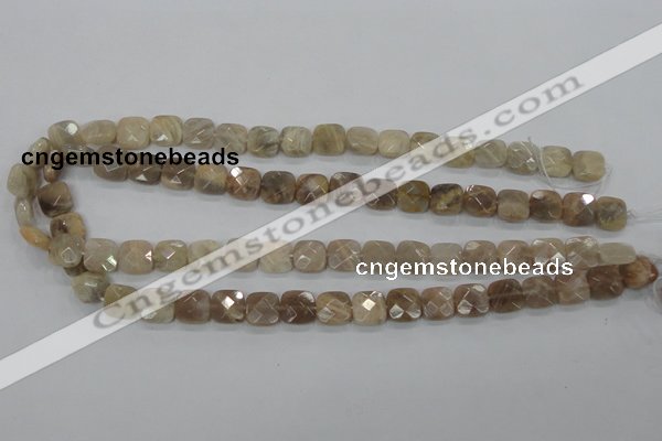 CMS108 15.5 inches 10*10mm faceted square moonstone gemstone beads