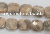 CMS109 15.5 inches 15*15mm faceted square moonstone gemstone beads