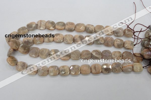 CMS109 15.5 inches 15*15mm faceted square moonstone gemstone beads