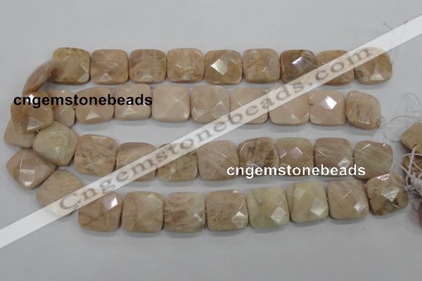 CMS110 15.5 inches 20*20mm faceted square moonstone gemstone beads