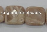 CMS111 15.5 inches 25*25mm faceted square moonstone gemstone beads