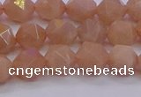 CMS1132 15.5 inches 8mm faceted nuggets peach moonstone beads