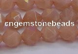 CMS1133 15.5 inches 10mm faceted nuggets peach moonstone beads