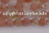 CMS1136 15.5 inches 6mm faceted nuggets rainbow moonstone beads