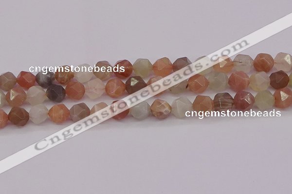 CMS1139 15.5 inches 12mm faceted nuggets rainbow moonstone beads
