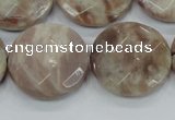 CMS114 15.5 inches 25mm faceted coin moonstone gemstone beads