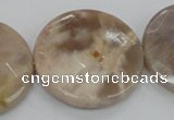 CMS115 15.5 inches 35mm faceted coin moonstone gemstone beads