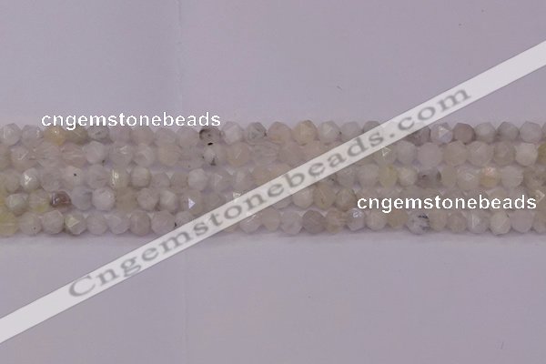 CMS1153 15.5 inches 6mm faceted nuggets white moonstone beads