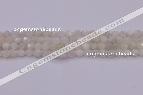 CMS1154 15.5 inches 8mm faceted nuggets white moonstone beads