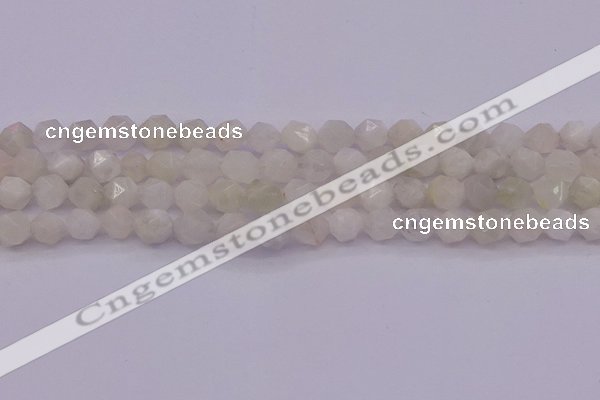 CMS1155 15.5 inches 10mm faceted nuggets white moonstone beads