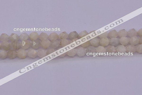 CMS1156 15.5 inches 12mm faceted nuggets white moonstone beads