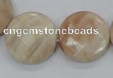 CMS116 15.5 inches 25mm faceted coin moonstone gemstone beads