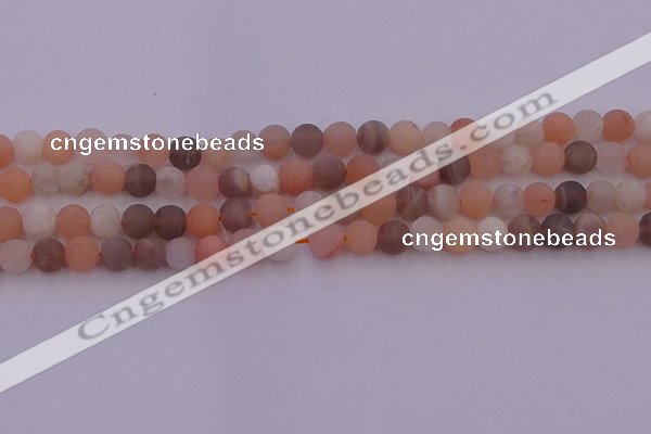 CMS1160 15.5 inches 6mm round matte rainbow moonstone beads