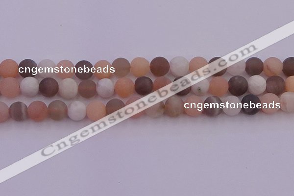 CMS1161 15.5 inches 8mm round matte rainbow moonstone beads