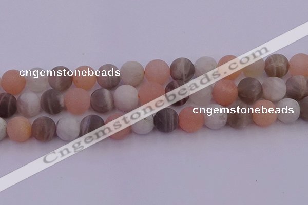 CMS1162 15.5 inches 10mm round matte rainbow moonstone beads