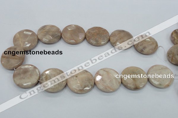 CMS117 15.5 inches 30mm faceted coin moonstone gemstone beads