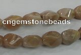 CMS118 15.5 inches 8*12mm twisted rice moonstone gemstone beads