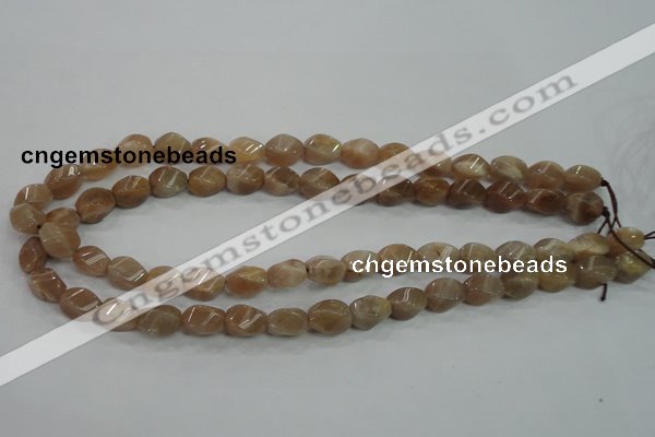 CMS118 15.5 inches 8*12mm twisted rice moonstone gemstone beads