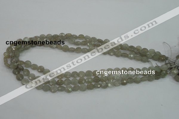 CMS129 15.5 inches 8mm faceted coin moonstone gemstone beads