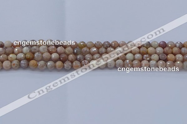 CMS1300 15.5 inches 4mm faceted round AB-color moonstone beads