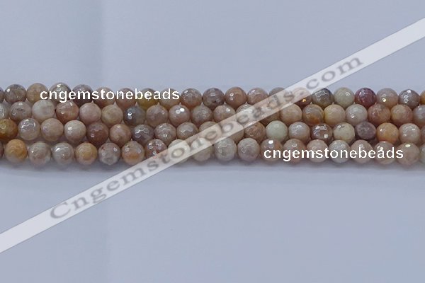 CMS1301 15.5 inches 6mm faceted round AB-color moonstone beads