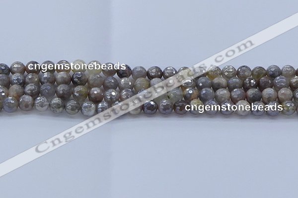 CMS1311 15.5 inches 6mm faceted round AB-color grey moonstone beads