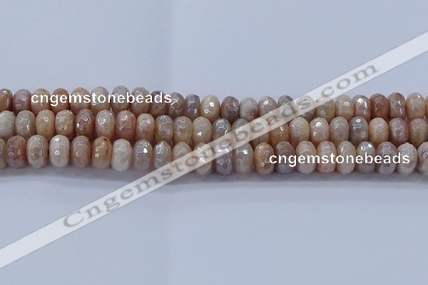 CMS1323 15.5 inches 6*10mm faceted rondelle AB-color moonstone beads