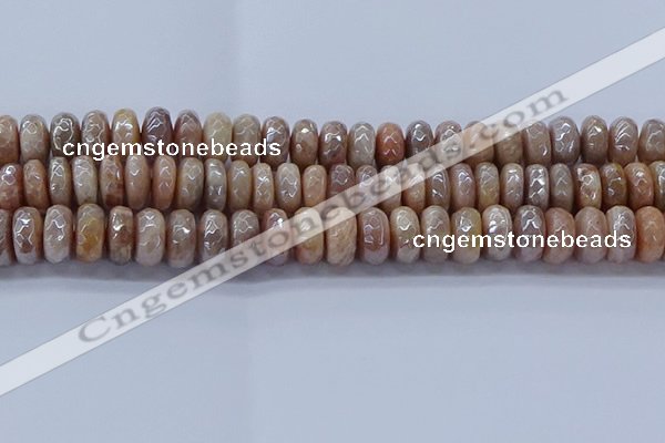 CMS1324 15.5 inches 7*12mm faceted rondelle AB-color moonstone beads