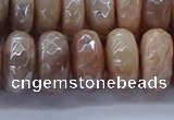 CMS1325 15.5 inches 7*14mm faceted rondelle AB-color moonstone beads