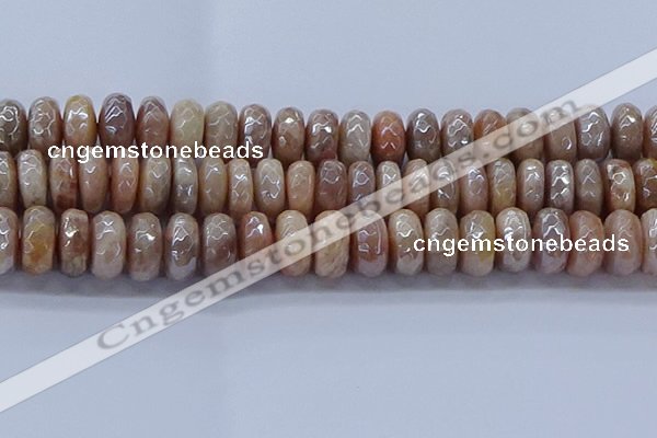 CMS1326 15.5 inches 8*16mm faceted rondelle AB-color moonstone beads