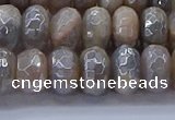 CMS1333 15.5 inches 6*10mm faceted rondelle AB-color grey moonstone beads