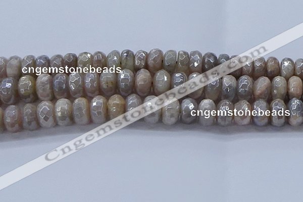 CMS1336 15.5 inches 8*16mm faceted rondelle AB-color grey moonstone beads