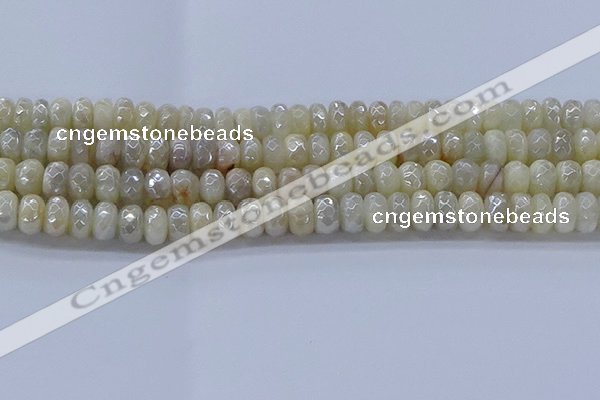 CMS1342 15.5 inches 5*8mm faceted rondelle AB-color white moonstone beads