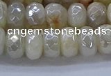 CMS1343 15.5 inches 6*10mm faceted rondelle AB-color white moonstone beads