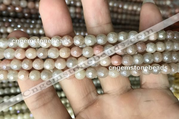 CMS1451 15.5 inches 6mm faceted round AB-color moonstone beads