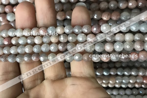 CMS1456 15.5 inches 6mm faceted round AB-color moonstone beads