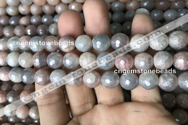 CMS1458 15.5 inches 10mm faceted round AB-color moonstone beads