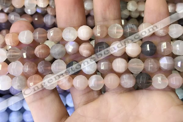 CMS1471 15.5 inches 8mm faceted round moonstone beads wholesale