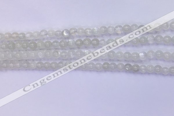 CMS1485 15.5 inches 4mm round white moonstone beads wholesale