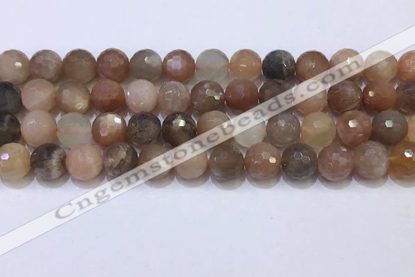 CMS1498 15.5 inches 10mmm faceted round rainbow moonstone beads