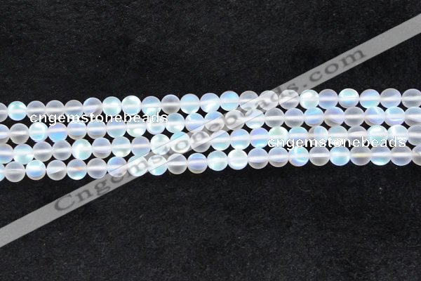 CMS1506 15.5 inches 6mm round matte synthetic moonstone beads