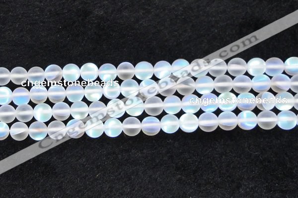 CMS1508 15.5 inches 10mm round matte synthetic moonstone beads